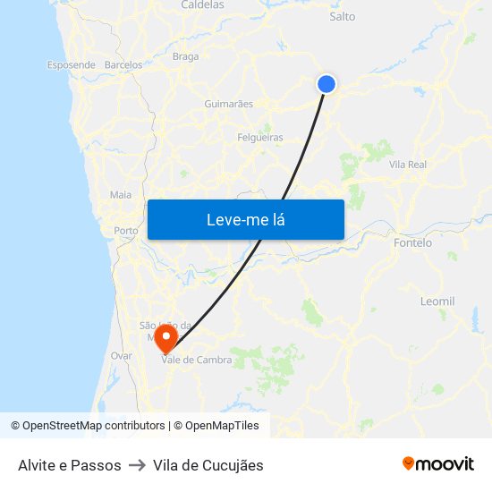 Alvite e Passos to Vila de Cucujães map