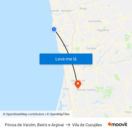 Póvoa de Varzim, Beiriz e Argivai to Vila de Cucujães map