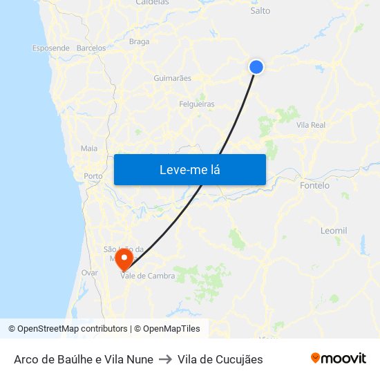 Arco de Baúlhe e Vila Nune to Vila de Cucujães map