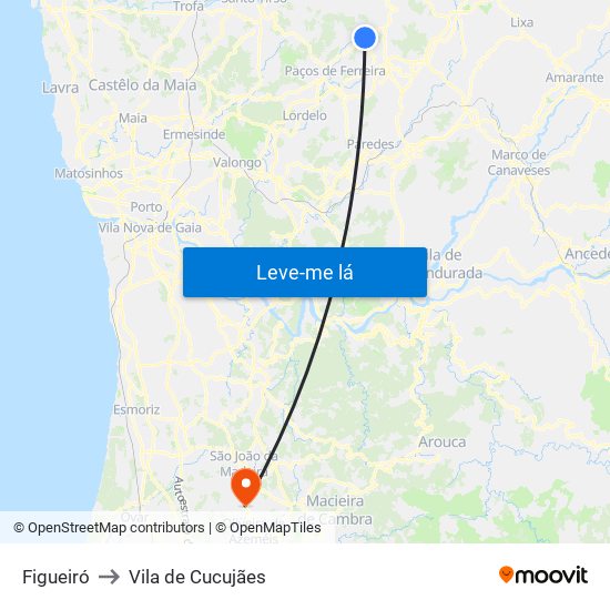 Figueiró to Vila de Cucujães map