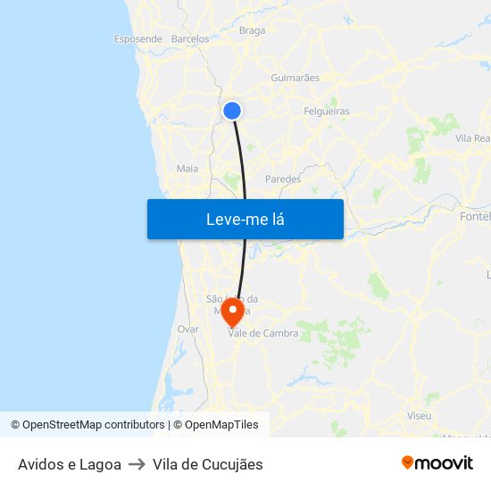 Avidos e Lagoa to Vila de Cucujães map