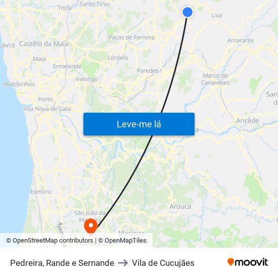 Pedreira, Rande e Sernande to Vila de Cucujães map