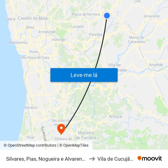 Silvares, Pias, Nogueira e Alvarenga to Vila de Cucujães map