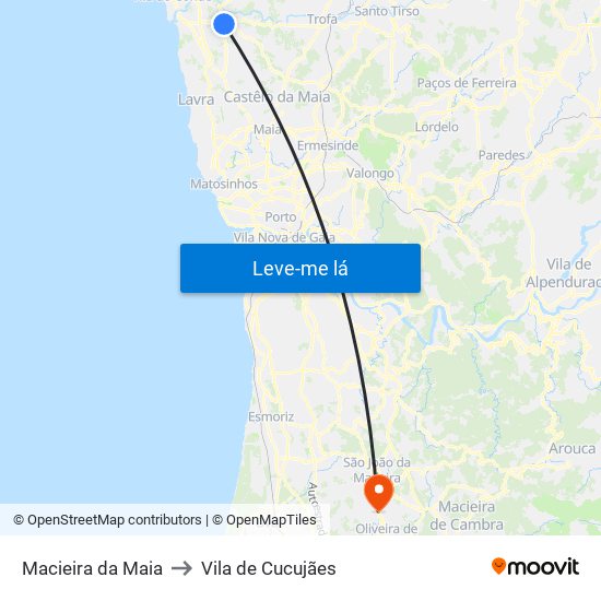 Macieira da Maia to Vila de Cucujães map