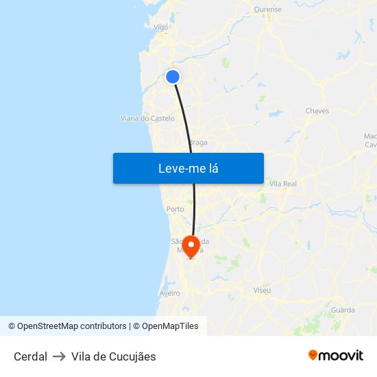 Cerdal to Vila de Cucujães map
