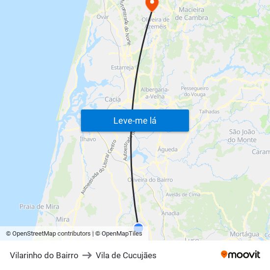 Vilarinho do Bairro to Vila de Cucujães map