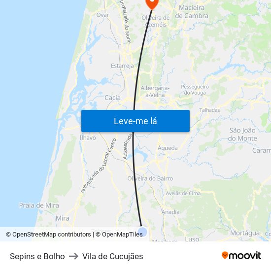 Sepins e Bolho to Vila de Cucujães map