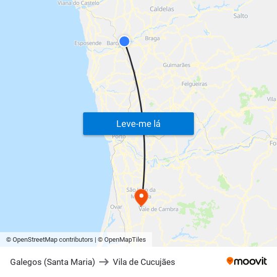 Galegos (Santa Maria) to Vila de Cucujães map
