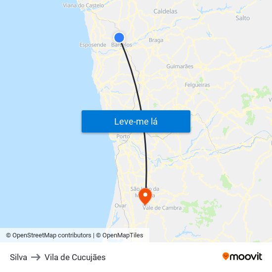 Silva to Vila de Cucujães map
