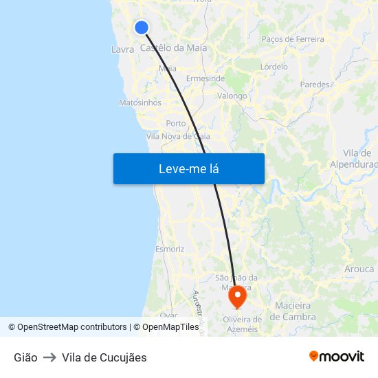 Gião to Vila de Cucujães map
