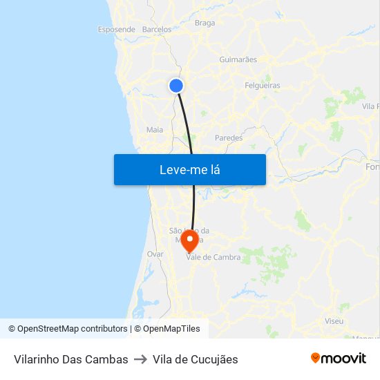 Vilarinho Das Cambas to Vila de Cucujães map
