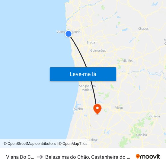 Viana Do Castelo to Belazaima do Chão, Castanheira do Vouga e Agadão map