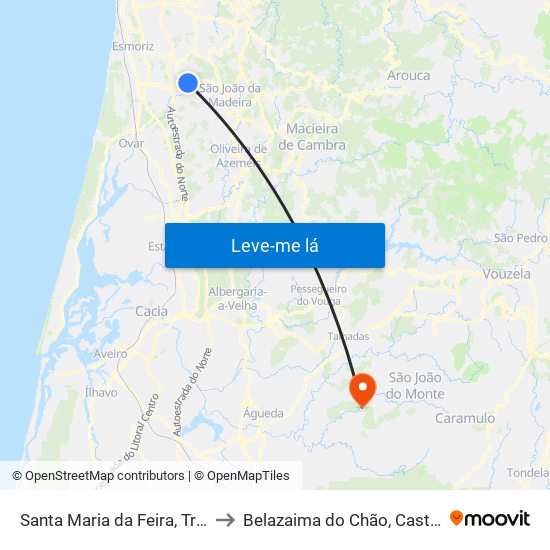 Santa Maria da Feira, Travanca, Sanfins e Espargo to Belazaima do Chão, Castanheira do Vouga e Agadão map