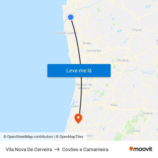 Vila Nova De Cerveira to Covões e Camarneira map