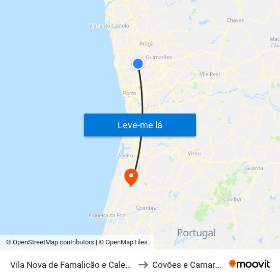 Vila Nova de Famalicão e Calendário to Covões e Camarneira map