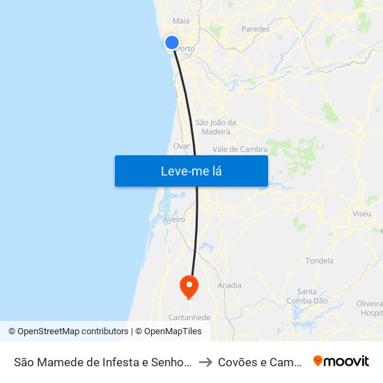 São Mamede de Infesta e Senhora da Hora to Covões e Camarneira map