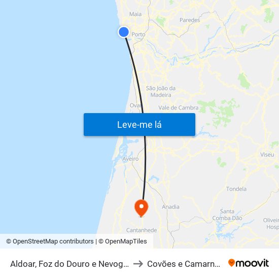 Aldoar, Foz do Douro e Nevogilde to Covões e Camarneira map