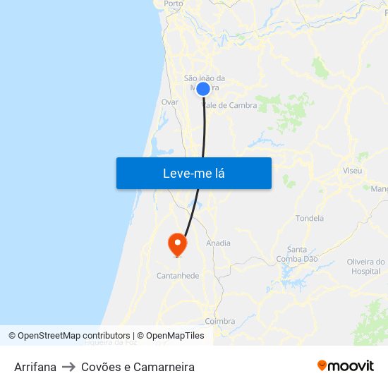 Arrifana to Covões e Camarneira map