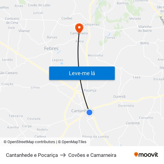 Cantanhede e Pocariça to Covões e Camarneira map