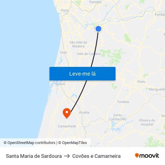 Santa Maria de Sardoura to Covões e Camarneira map