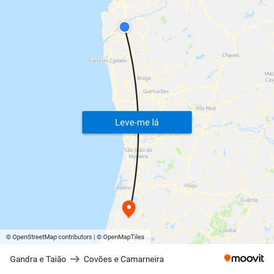 Gandra e Taião to Covões e Camarneira map