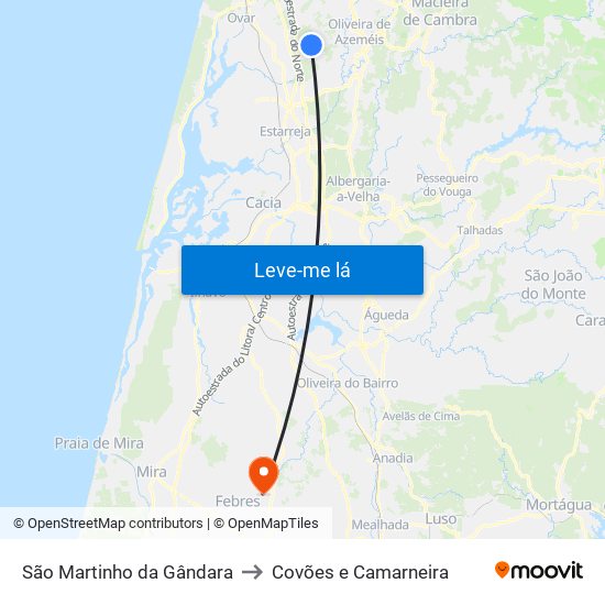 São Martinho da Gândara to Covões e Camarneira map