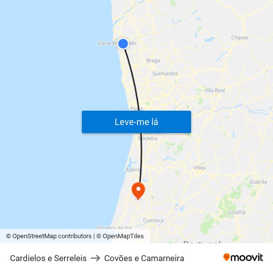 Cardielos e Serreleis to Covões e Camarneira map