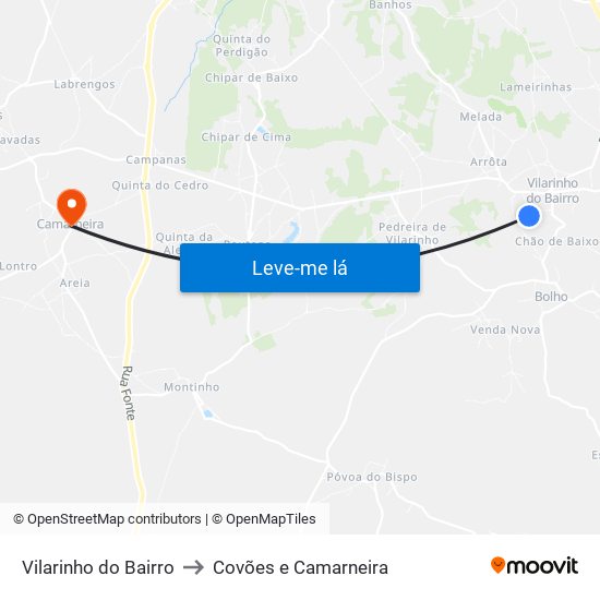 Vilarinho do Bairro to Covões e Camarneira map