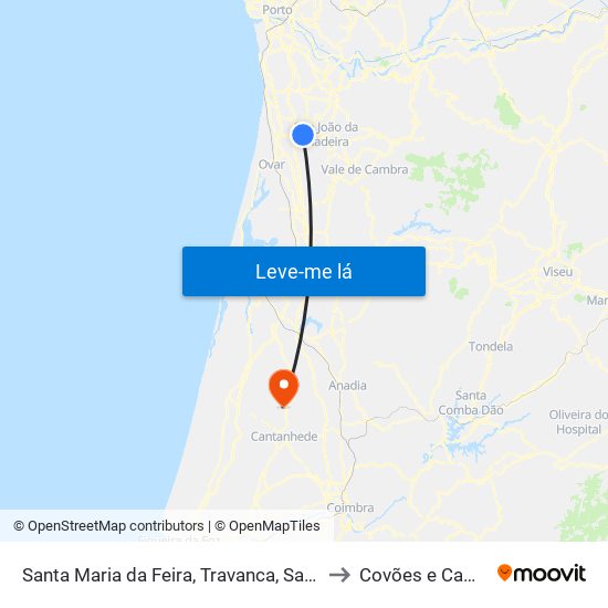 Santa Maria da Feira, Travanca, Sanfins e Espargo to Covões e Camarneira map