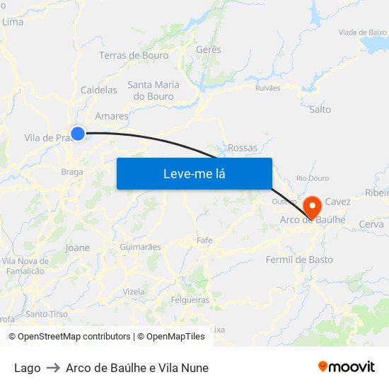 Lago to Arco de Baúlhe e Vila Nune map