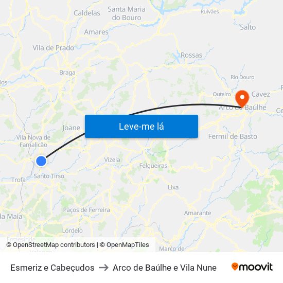 Esmeriz e Cabeçudos to Arco de Baúlhe e Vila Nune map