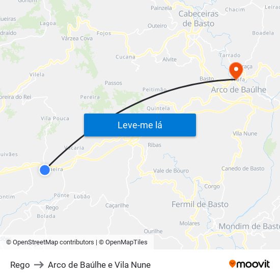 Rego to Arco de Baúlhe e Vila Nune map