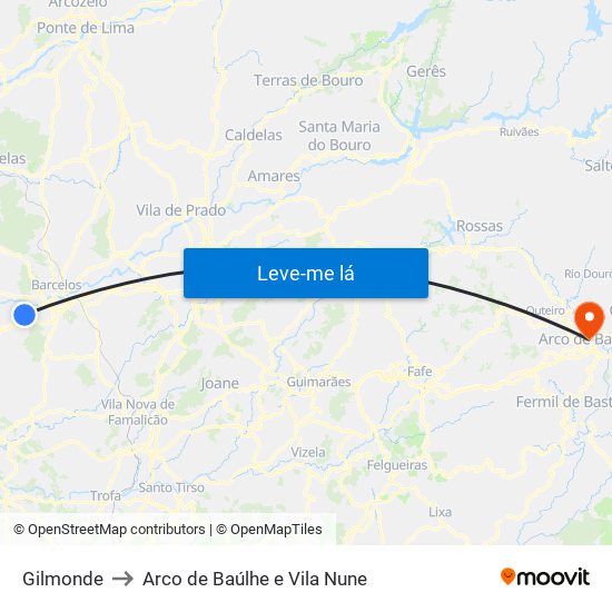 Gilmonde to Arco de Baúlhe e Vila Nune map