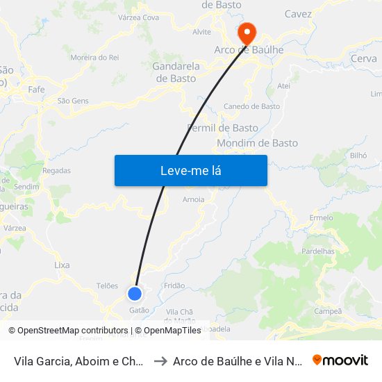 Vila Garcia, Aboim e Chapa to Arco de Baúlhe e Vila Nune map