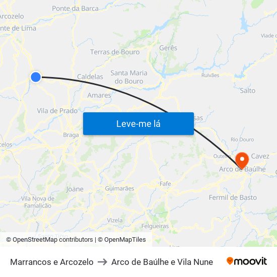 Marrancos e Arcozelo to Arco de Baúlhe e Vila Nune map