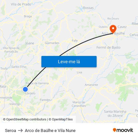 Seroa to Arco de Baúlhe e Vila Nune map