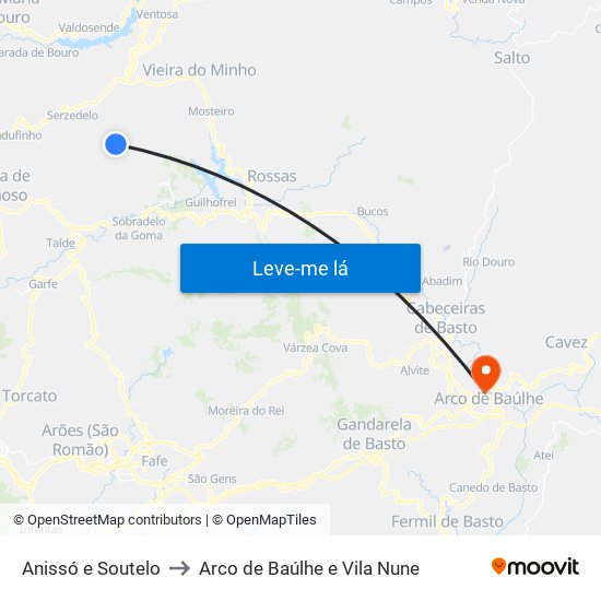 Anissó e Soutelo to Arco de Baúlhe e Vila Nune map