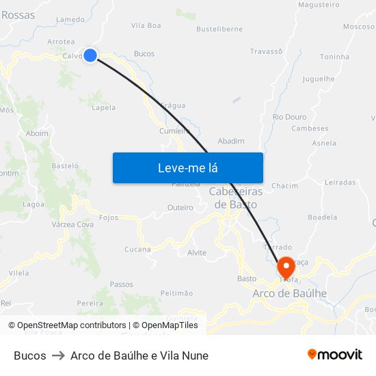 Bucos to Arco de Baúlhe e Vila Nune map