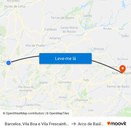 Barcelos, Vila Boa e Vila Frescainha (São Martinho e São Pedro) to Arco de Baúlhe e Vila Nune map