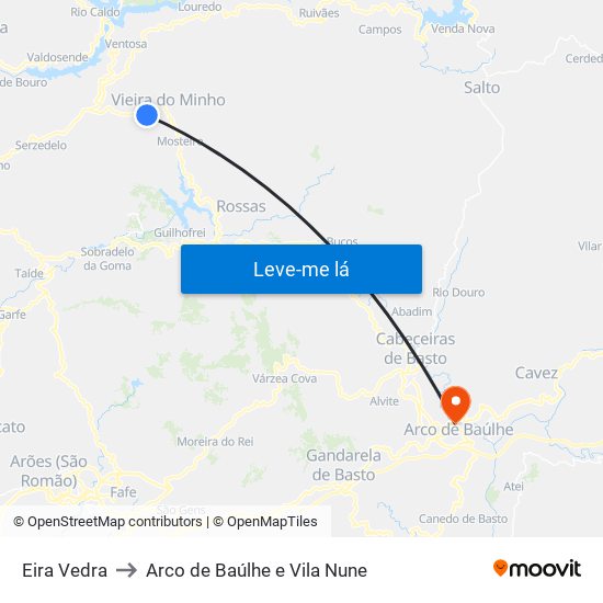 Eira Vedra to Arco de Baúlhe e Vila Nune map
