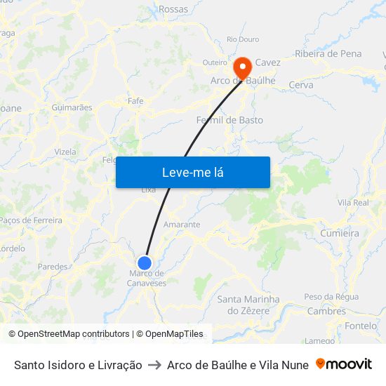 Santo Isidoro e Livração to Arco de Baúlhe e Vila Nune map