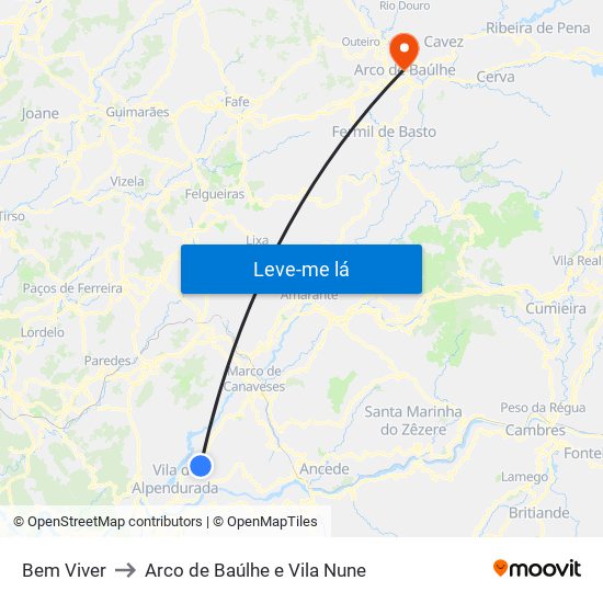 Bem Viver to Arco de Baúlhe e Vila Nune map