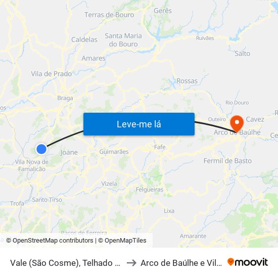 Vale (São Cosme), Telhado e Portela to Arco de Baúlhe e Vila Nune map