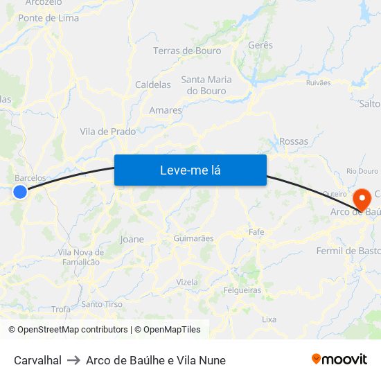 Carvalhal to Arco de Baúlhe e Vila Nune map