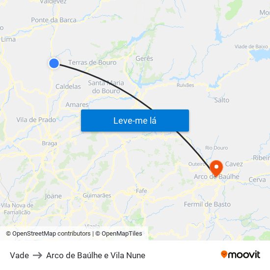 Vade to Arco de Baúlhe e Vila Nune map