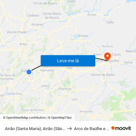 Airão (Santa Maria), Airão (São João) e Vermil to Arco de Baúlhe e Vila Nune map