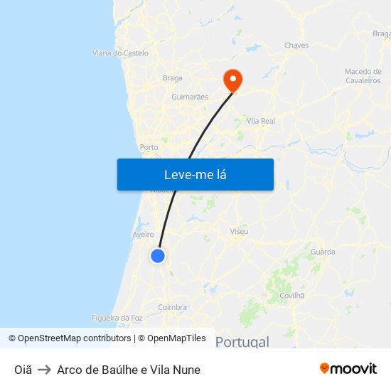 Oiã to Arco de Baúlhe e Vila Nune map