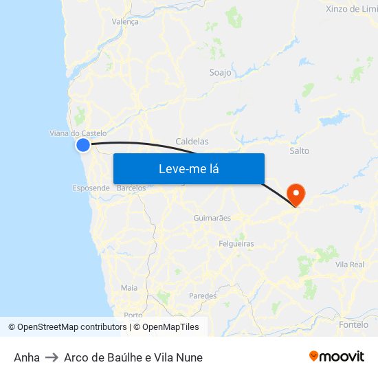 Anha to Arco de Baúlhe e Vila Nune map