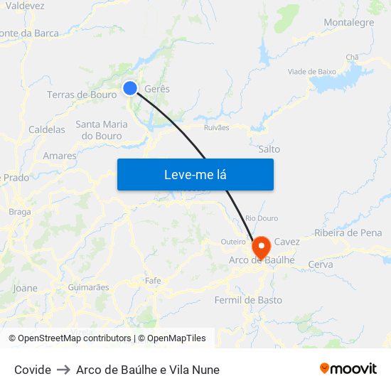 Covide to Arco de Baúlhe e Vila Nune map