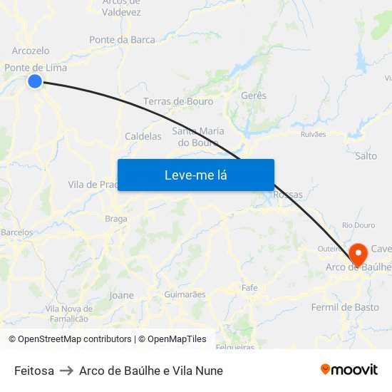 Feitosa to Arco de Baúlhe e Vila Nune map